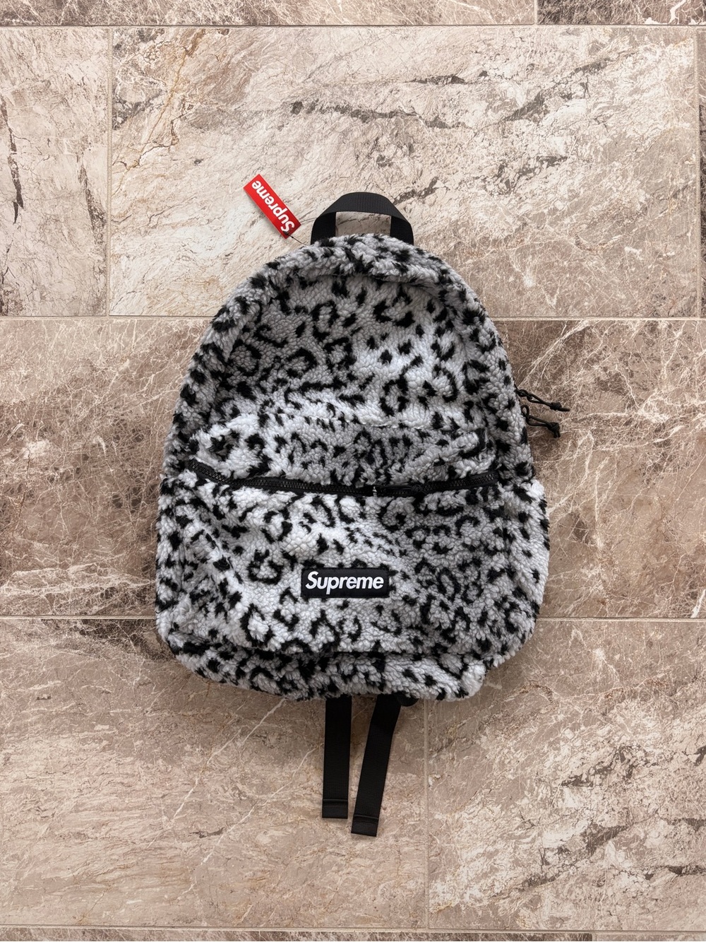 Supreme white leopard backpack
